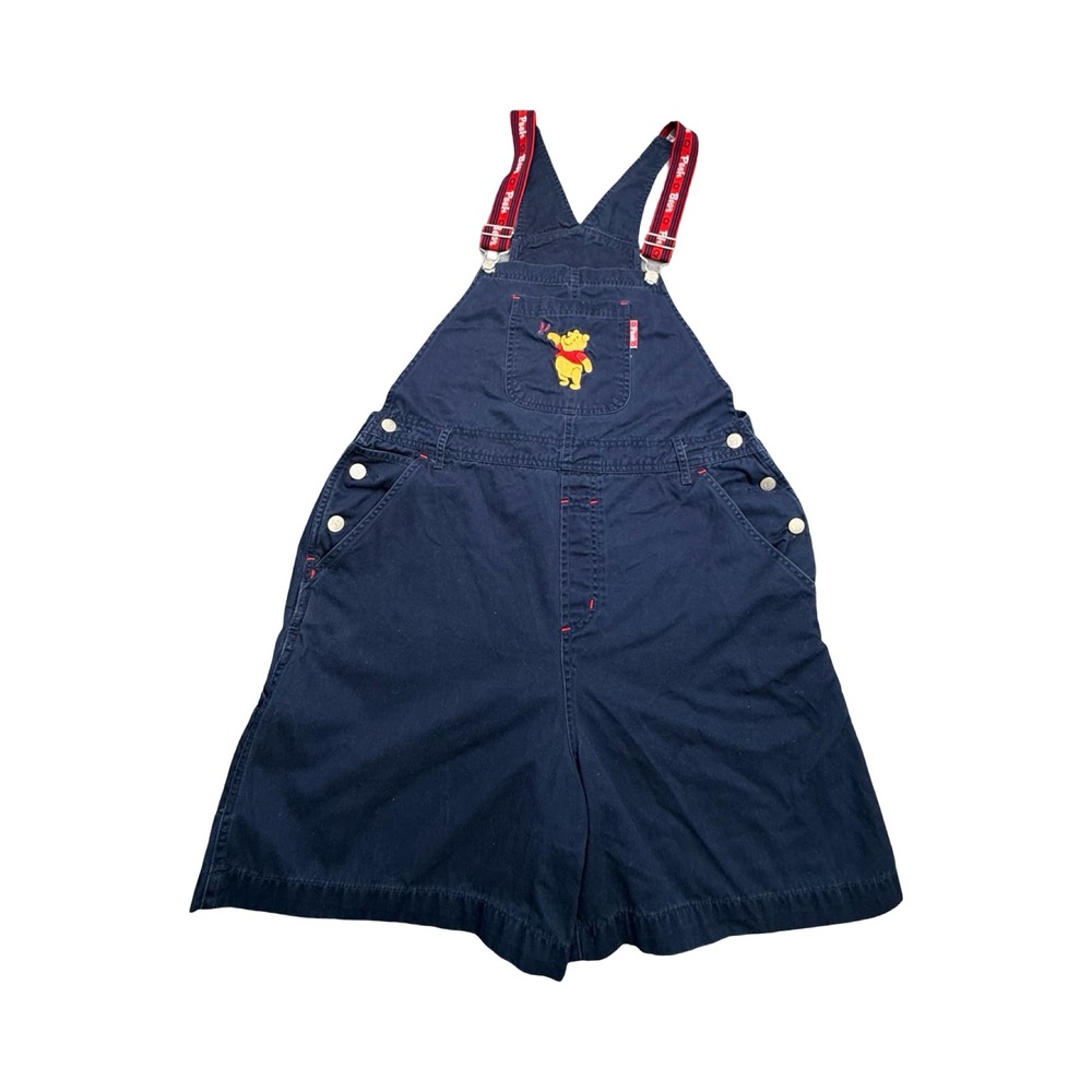 Pooh Overalls Women L Navy Blue Shortalls Vintage Cotton 36x5 Boho